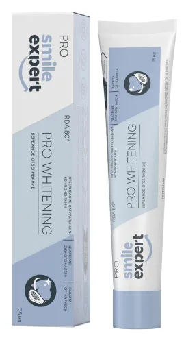 Зубная паста Smile Expert / Смайл Эксперт Pro Whitening бережное отбеливание с экстрактом исландского мха 75мл / уход за полостью рта