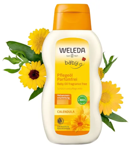 Weleda / Веледа Масло детское для тела Календула без запаха для чувствительной кожи с первых дней жизни, 200мл / уходовая косметика