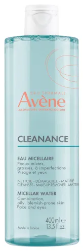 Avene / Авен Мицеллярная вода для лица Cleanance для жирной кожи, склонной к акне для любого возраста с термальной водой 400мл / средство для снятия макияжа