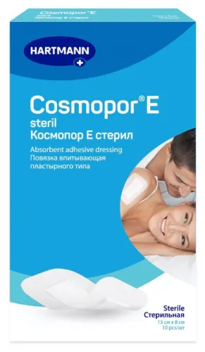 Hartmann / Хартманн Повязка стерильная заживляющая Cosmopor E с впитывающей подушечкой 15х8см 10шт. / пластырь бактерицидный