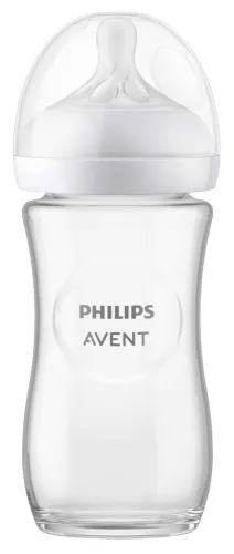 Бутылочка для кормления Philips Avent / Филипс Авент Natural Response с соской из силикона от 1 месяца, стеклянная, 240мл