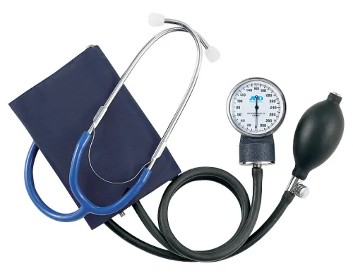 Тонометр A&D / Эй энд Ди UA-100 механический со встроенным фонендоскопом с манжетой 22-32см, черный / медицинские товары