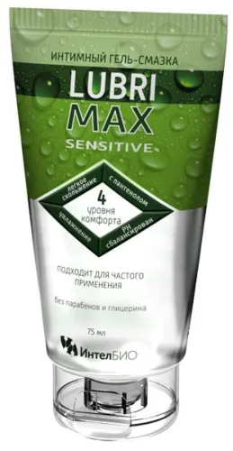 Лубрикант гель смазка Lubrimax / Лубримакс Sensitive с пантенолом и молочной кислотой, 75мл / интимные товары