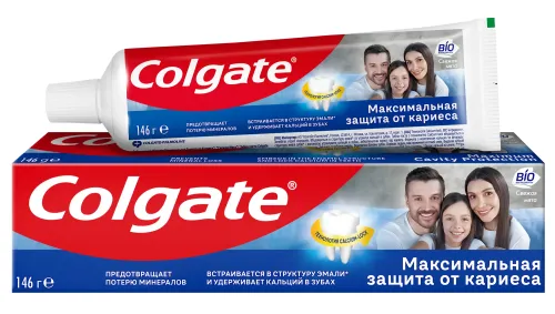 Зубная паста Colgate / Колгейт Максимальная защита от кариеса с фторидом и кальцием с ароматом свежей мяты 100мл / уход за полостью рта