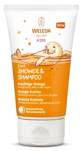 Weleda / Веледа Апельсин Шампунь-гель детский от 3 лет, для волос и тела, с экстрактом календулы 150мл / средство для купания детей