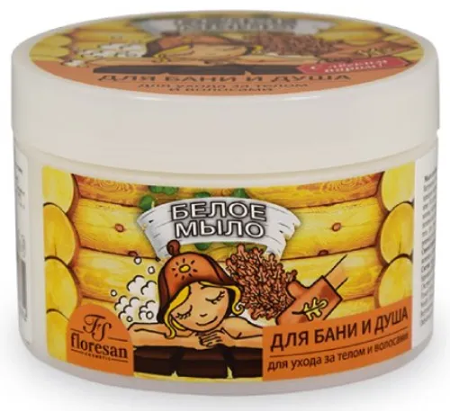 Floresan / Флоресан Жидкое мыло Белое для бани и душа натуральное таежное 450мл / гигиена и уход