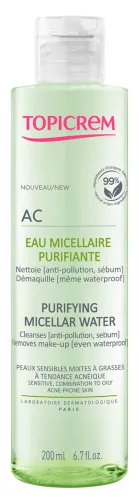 Topicrem / Топикрем Мицеллярная вода для лица AC для комбинированной и жирной кожи для любого возраста 200мл / средство для снятия макияжа