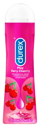 Лубрикант гель смазка Durex / Дюрекс Play Very Cherry с ароматом и вкусом сочной вишни, 50мл / интимные товары