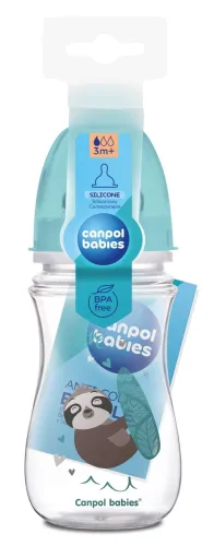 Бутылочка для кормления Canpol Babies / Канпол Бейбис Exotic Animals с соской из силикона от 3 месяцев, голубая, 240мл