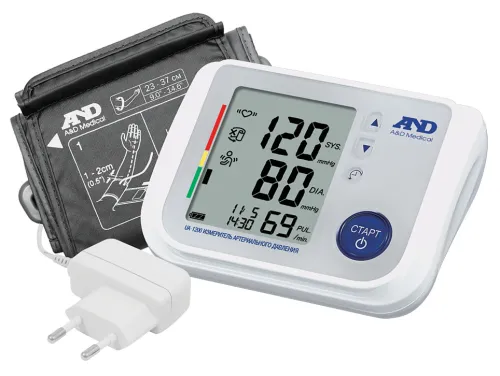 Тонометр A&D / Эй энд Ди UA-1200 автоматический, с адаптером, с манжетой 23-37см, серый / медицинские товары