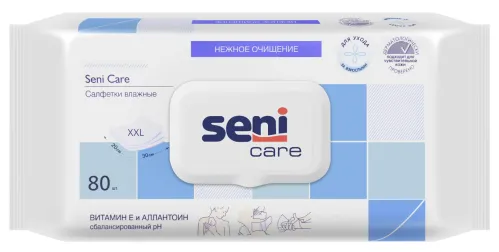 Влажные салфетки Seni / Сени Care Нежное очищение с витамином Е и аллантоином 80шт. / для очищения
