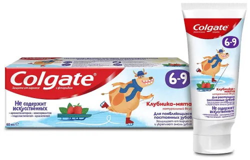 Зубная паста Colgate детская клубника мята 6-9 лет 60мл