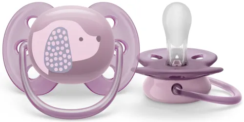 Пустышка для новорожденных Philips Avent / Филипс Авент Ultra Soft от 6-18 месяцев не содержит бисфенол-А силиконовая розовая / соска ортодонтическая с футляром для хранения