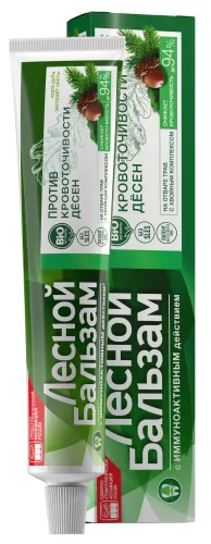 Зубная паста Лесной бальзам против кровоточивости десен с экстрактами коры дуба и пихты на отваре трав от кариеса 75мл / уход за полостью рта