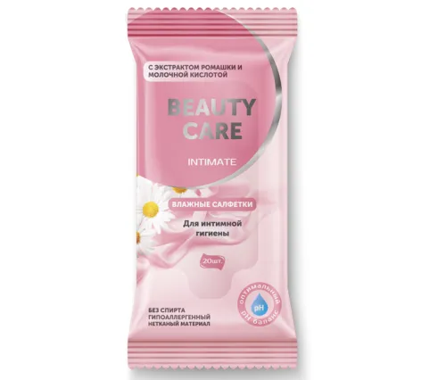 Beauty care / БиСи Intimate Влажные салфетки для интимной гигиены с экстрактом ромашки и молочной кислотой 20шт. / деликатное очищение