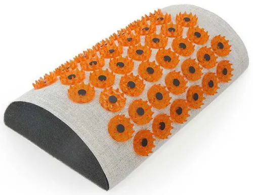 Массажный коврик Лаборатория Кузнецова Тибетский аппликатор мягкий валик для шеи, магнитный, желтый / массажер