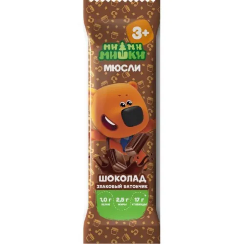 Батончик мюсли злаковый Ми-ми-мишки шоколад 24г / полезные сладости