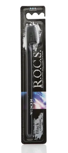 R.O.C.S / Рокс Зубная щетка взрослая Black edition средней жесткости черная 1шт. / уход за полостью рта