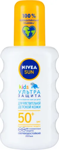 Nivea / Нивея Sun Kids Детское солнцезащитное средство Ультра защита спрей SPF-50+ сверхводостойкий 200мл