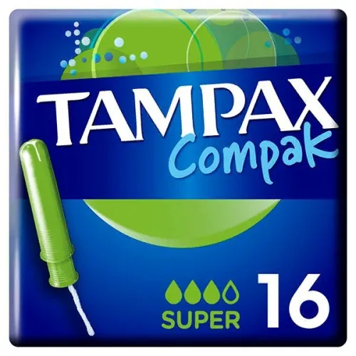 Tampax / Тампакс Тампоны женские гигиенические Compak Super, с аппликатором 3 капли 16шт. / средство для интимной гигиены