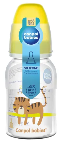 Бутылочка для кормления Canpol Babies / Канпол Бейбис Africa с соской из силикона от 0 месяцев, желтая, 120мл