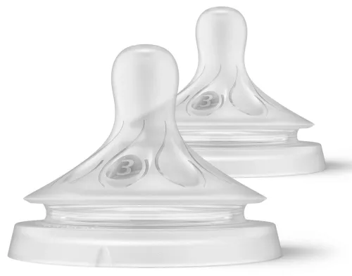 Соска на бутылочку Philips Avent / Филипс Авент Natural Response силиконовая средний поток, с 1 месяца, 2шт. / уход за новорожденным