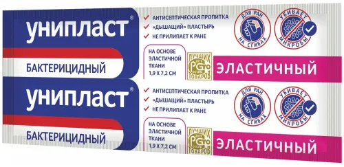 Унипласт Пластырь бактерицидный эластичный телесный на тканевой основе, 1.9х7.2см в упаковке 1шт. / лейкопластырь