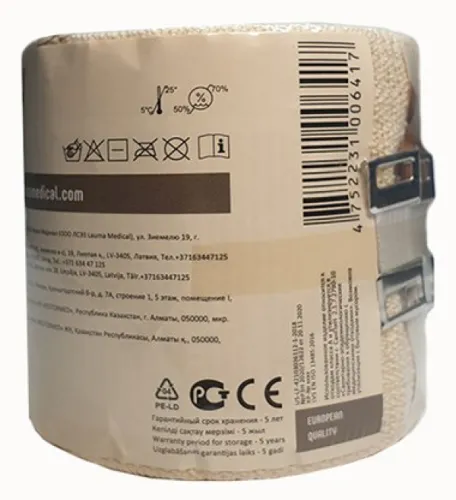 Lauma / Лаума Бинт нестерильный модель 6 телесный хлопковый эластичный компрессионный малой растяжимости с 2-мя застежками 8см 3м / медицинский перевязочный материал