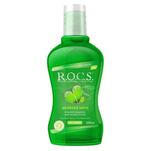 R.O.C.S. / РОКС Ополаскиватель для полости рта Двойная мята без спирта 250мл / средство для защиты десен