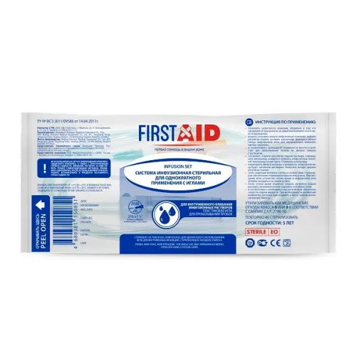 Инфузионная система First Aid / Ферстэйд стерильная для однократного применения с иглами 21G 1шт. / устройство для переливания