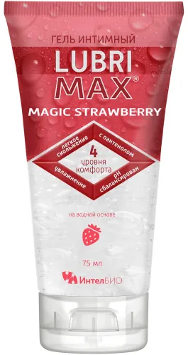 Лубрикант гель смазка Lubrimax / Лубримакс Magic Strawberry с пантенолом и молочной кислотой, 75мл / интимные товары