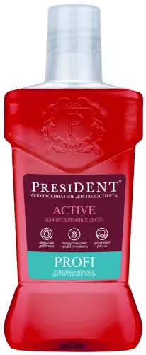 President / Президент Profi Active Ополаскиватель для полости рта для проблемных десен 250мл / средство для защиты