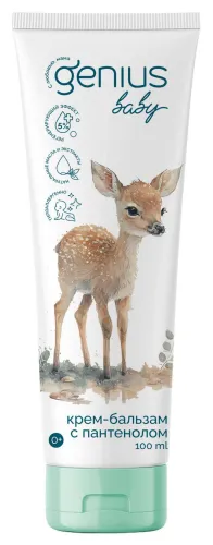Genius Baby / Джениус Бэби Детский крем-бальзам для лица и тела увлажняющий с пантенолом для сухой кожи от 0+ лет, 100мл / детская косметика