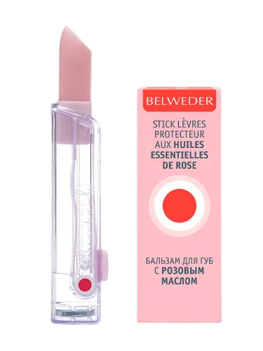 Belweder / Бельведер Бальзам для губ прозрачный с розовым маслом 4г / гигиеническая помада