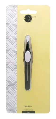 Пинцет Perfect look скошенный, сталь, резиновая вставка