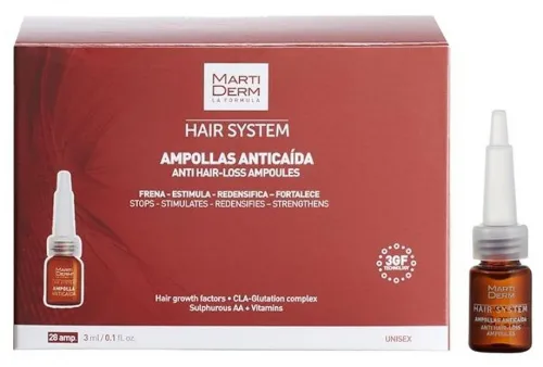 Martiderm / Мартидерм Hair System Сыворотка для волос против выпадения с молочной кислотой, в упаковке 28 ампул по 3мл / уходовая косметика