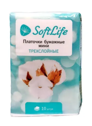 SoftLife / СофтЛайф Бумажные платочки носовые трехслойные мини 10 упаковок по 10шт. / платки одноразовые детские