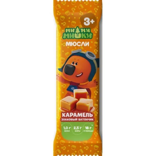 Батончик мюсли злаковый Ми-ми-мишки карамель 24г / полезные сладости