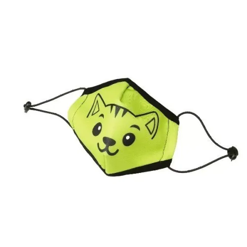 Клинса Маска для лица медицинская многоразовая неопреновая зеленая с рисунком котенок 1шт. / гигиеническая повязка на лицо