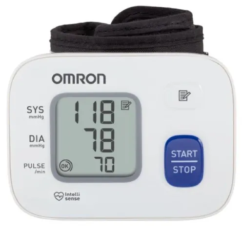 Тонометр Omron / Омрон RS2 автоматический на запястье с манжетой 13.5-21.5см, серый / медицинские товары