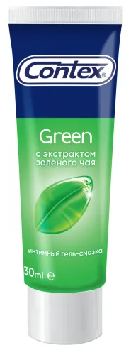Лубрикант гель смазка Contex / Контекс Green с экстрактом зеленого чая, 30мл / интимные товары