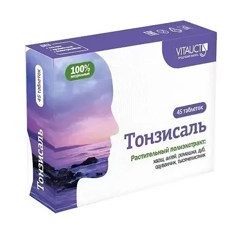 БАД для облегчения болей в горле Vitauct Тонзисаль без сахара таблетки 0.65г 45шт.
