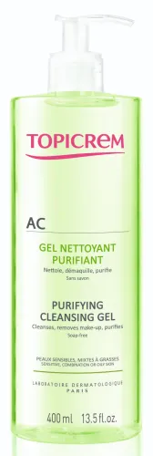 Topicrem / Топикрем Гель для умывания лица AC очищающий оздоравливающий, для жирной и чувствительной кожи, с цинком, 400мл / уходовая косметика
