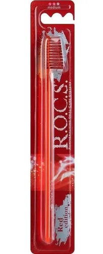 Зубная щетка R.O.C.S. Red edition classic medium, красная, 1шт