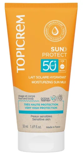 Topicrem / Топикрем Солнцезащитное средство Sun Protect SPF-50+ молочко для чувствительной кожи с глицерином, 50мл / защита от ультрафиолета
