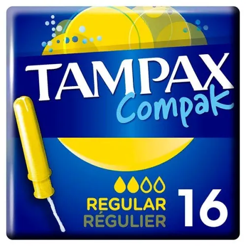 Tampax / Тампакс Тампоны женские гигиенические Compak Regular с аппликатором 2 капли 16шт. / средство для интимной гигиены