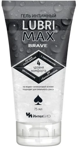 Лубрикант гель смазка Lubrimax / Лубримакс Brave с пантенолом и молочной кислотой, 75мл / интимные товары