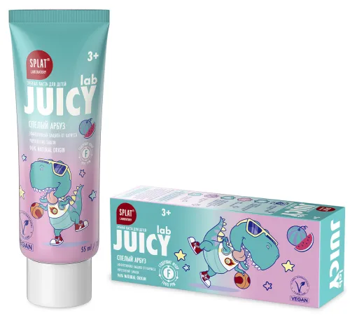 Зубная паста детская Splat / Сплат Juicy Lab с фтором со вкусом арбуза от 3-х лет, от кариеса 72г / уход за полостью рта
