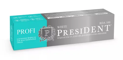 Зубная паста President / Президент Profi white для ежедневного отбеливания 50мл / уход за полостью рта