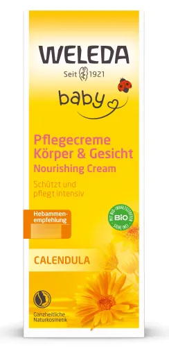 Weleda / Веледа Детский крем Календула для лица и тела увлажняющий с кунжутным маслом для всех типов кожи 0+ лет 75мл / детская косметика